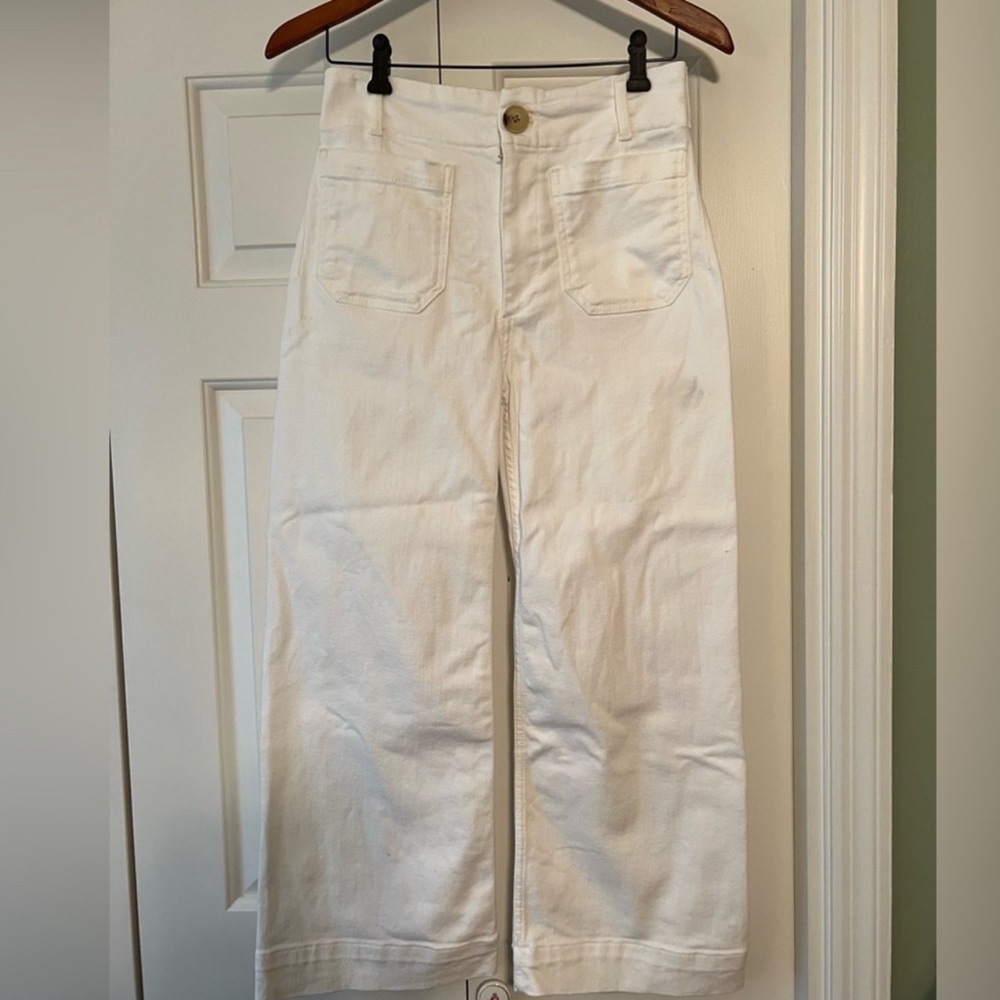 Maeve Anthro Women's White Colette Wide Leg Cropped Jeans LNWOT *FLAW* 27 #1933